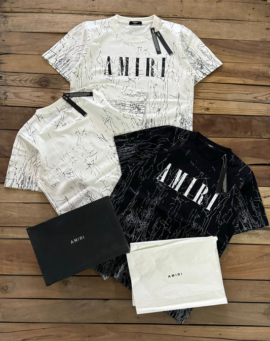 AMIRI || CRACKED DYE CORE LOGO CREWNECK T-SHIRT - FASHION MYST