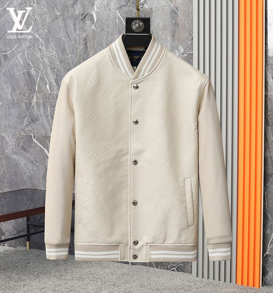 LATEST LOGO PLAQUE BUTTONED LEATHER BOMBER JACKET - FASHION MYST