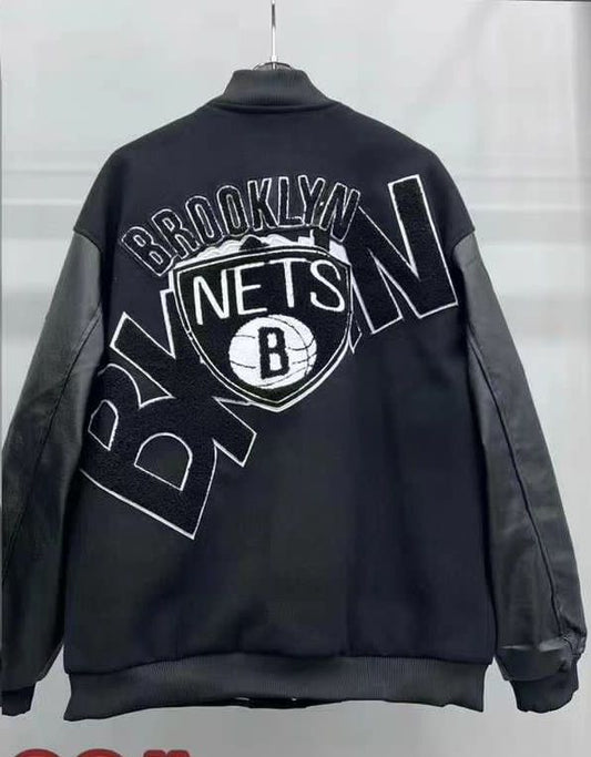 NBA Collage Wool Bomber Jacket - FASHION MYST