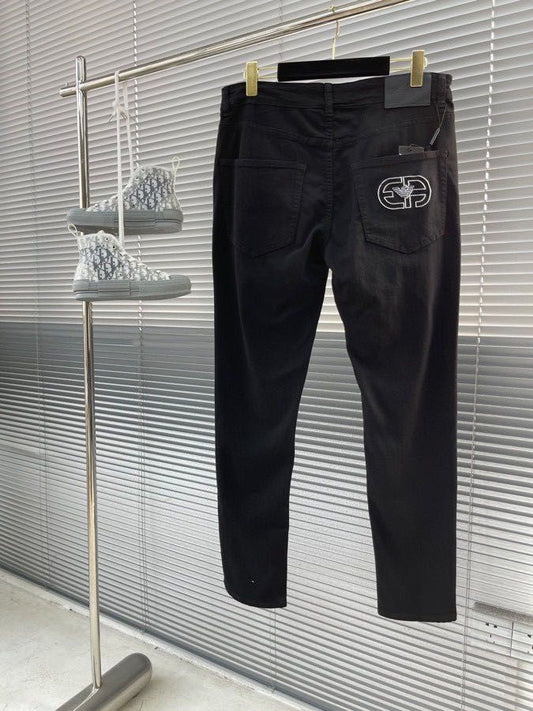 Patched Initial Stretchable Denim - FASHION MYST