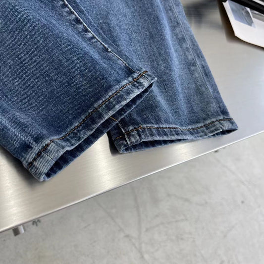 Premium Men Heavily Washed Straight Fit Blue Jeans - FASHION MYST