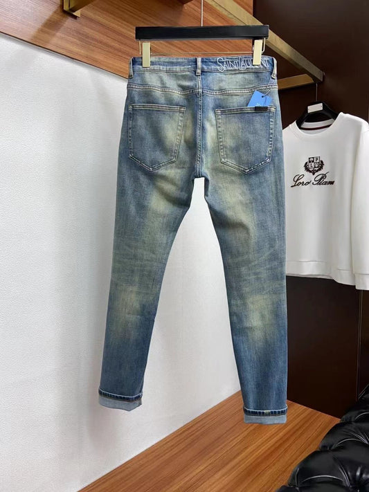 SAINT LAURENT|| Mid-Rise Straight Jeans Men Blue - FASHION MYST