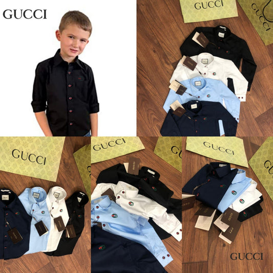 GUCCI || Premium Quality Embossed Logo Kid's Shirt - FASHION MYST