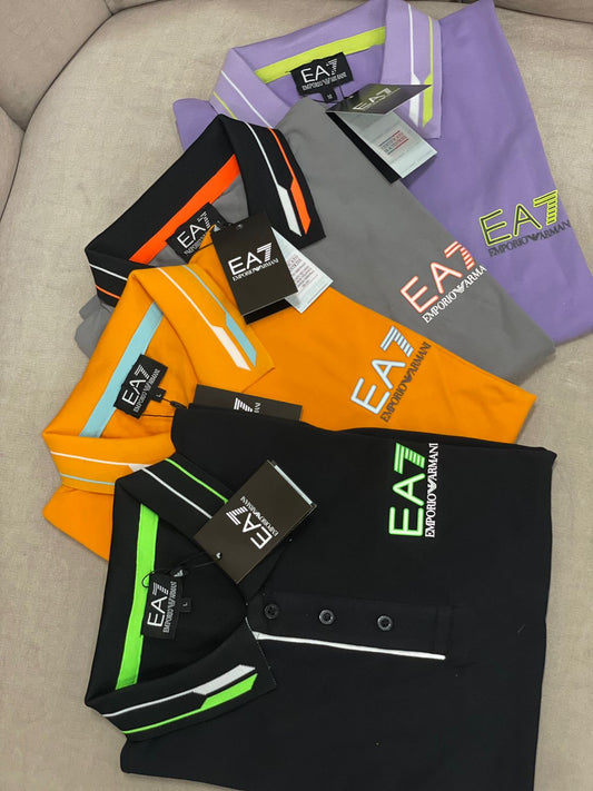 Kid's T-Shirt Denison Tipped Piqué Polo In Digital Lavender/Orange/Black/Grey - FASHION MYST