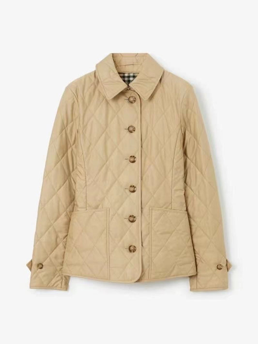Long sleeve isulated quilted technical stain jacket in Beige for Ladies - FASHION MYST
