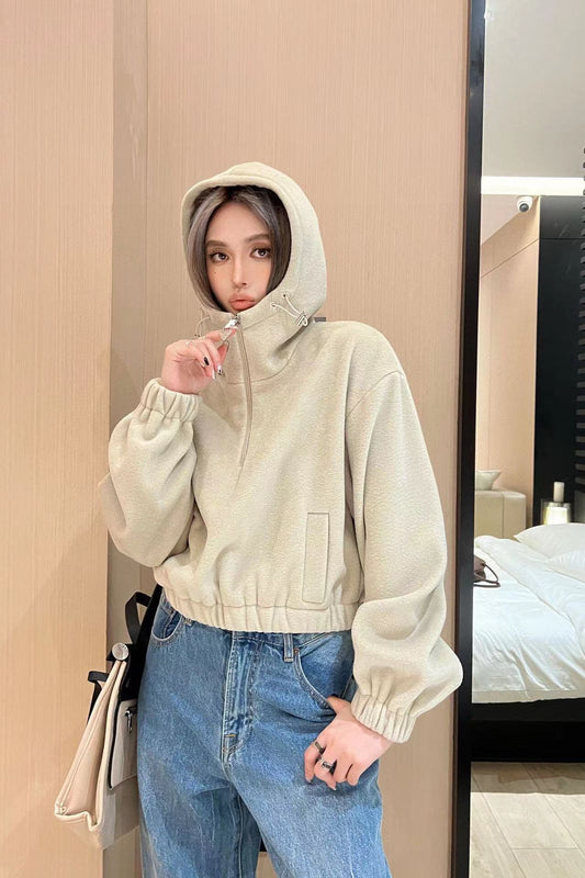 PRADA Zipper Front Low Shoulders Edge Short Lace Polar Fleece - FASHION MYST