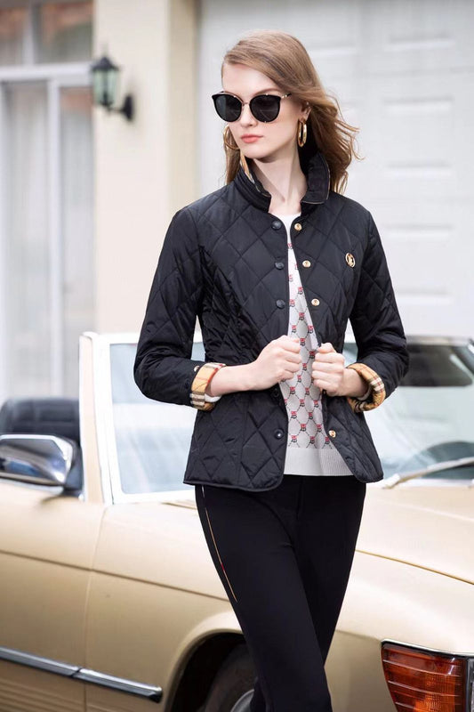 Premum Corduroy Collar Quilted Jacket For Women - FASHION MYST
