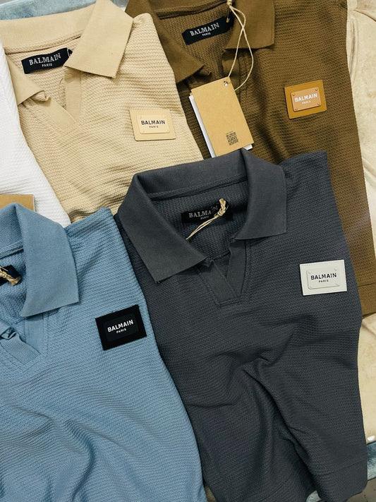 BALMAIN || Textured Polo T-shirt For Women - FASHION MYST