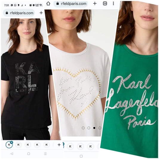 KARL LAGERFELD || Rhinestone Karl Signature T-Shirt For Women - FASHION MYST