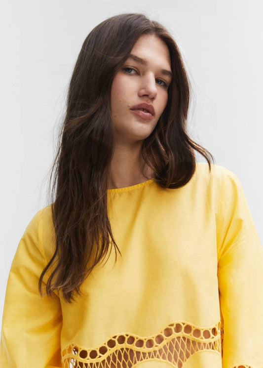 ORIGINAL MANGO - Embroidered Oversized Blouse Top - FASHION MYST