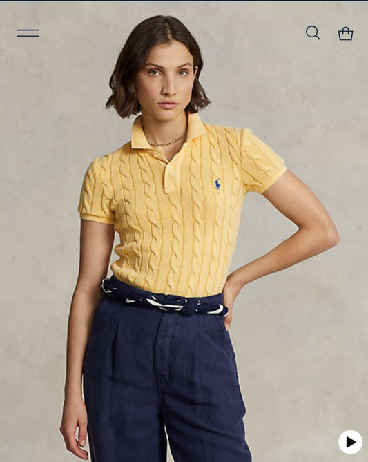 POLO RALPH LAUREN || Cable-Knit Polo T-Shirt - FASHION MYST