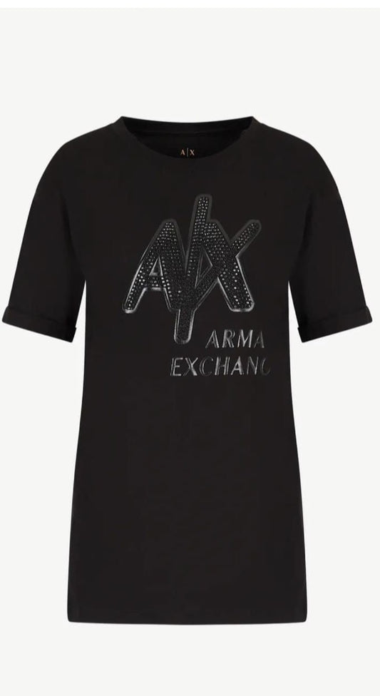 ARM*NI EXCH*NGE || Regular Fit Jersey Cotton Logo Tees For Women - FASHION MYST