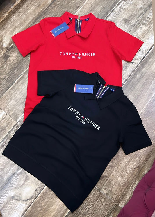 TOMMY HILFIGER || Polo T-shirt with Embroidered Logo - FASHION MYST