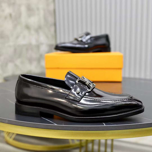 LOUIS VUITTON || PATENT LV BLACK CALF LEATHER FORMALS SHOES - FASHION MYST