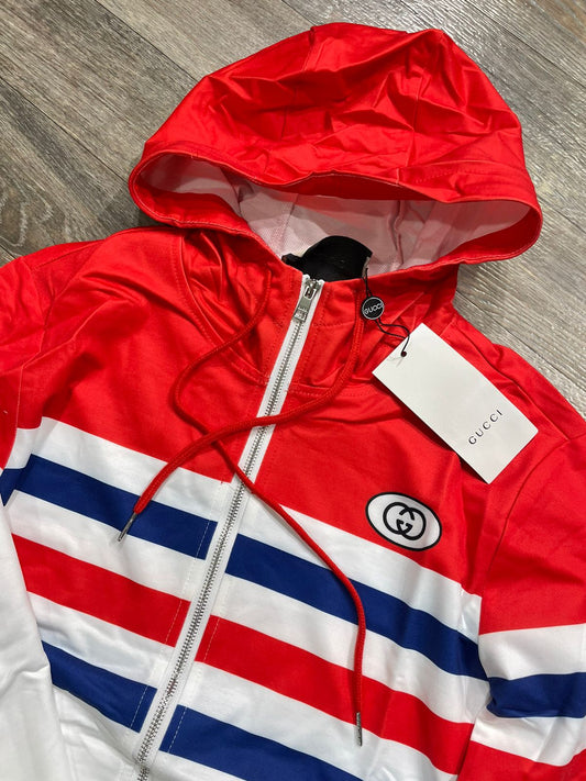 GUCCI || Premium Strpped Designer Red Tracksuits - FASHION MYST