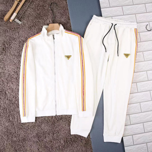 PRADA || Black Solid With Stripe Stretchable Regular Fit Tracksuit - FASHION MYST