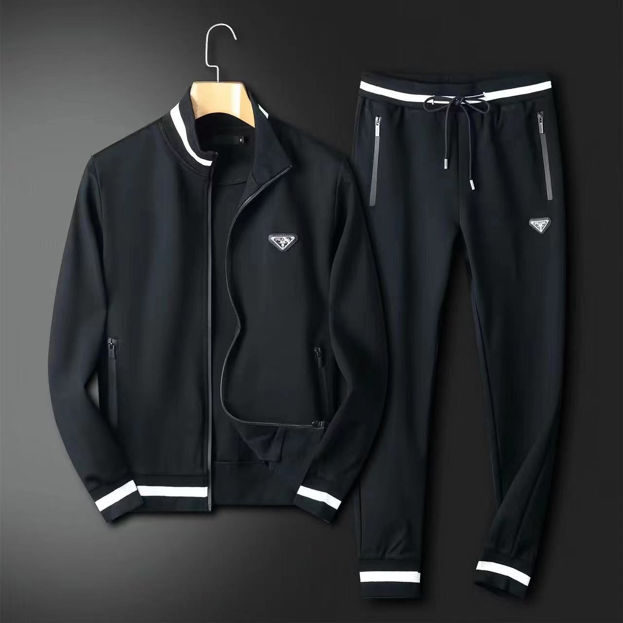 Mens Prada Sweatsuit Black Prada Tracksuit Mens Two-Piece