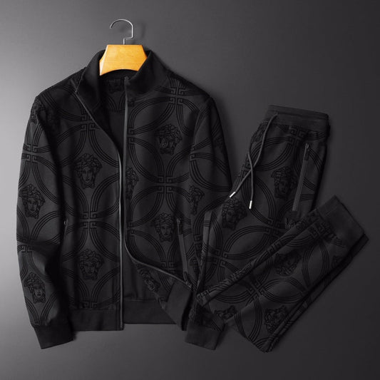 VERSACE || Men Black All-Over Medusa Print Tracksuit - FASHION MYST