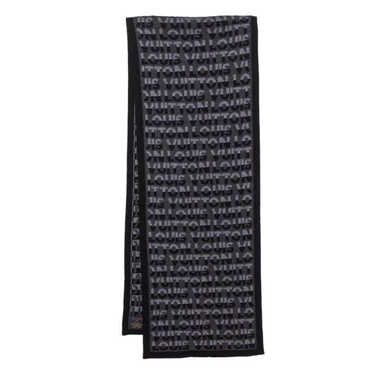 LOUIS VUITTON ANTHRACITE LOGO MONOGRAM SPLIT SCARF - FASHION MYST