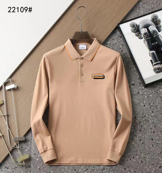 BURBERRY || Long-Sleeved Polo T-Shirt With Contrast Tipping - FASHION MYST