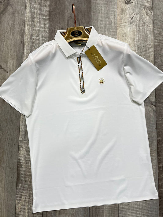 BURBERRY || Men,s Polo Neck Solid Silk Lycra T-Shirt - FASHION MYST