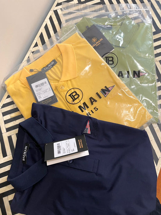 BALMAIN || Men Regular Fit Embroidered Logo Short Sleeves Polo T-Shirt - FASHION MYST