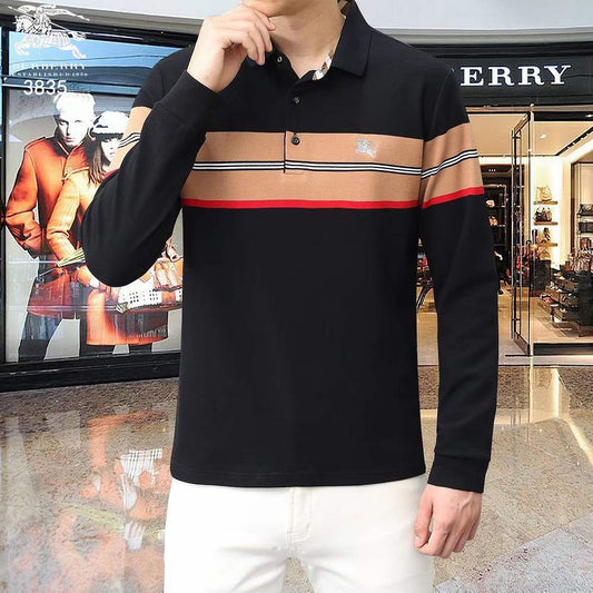 BURBERRY || Premium Contrast Striped Long-Sleeved T-shirt - FASHION MYST