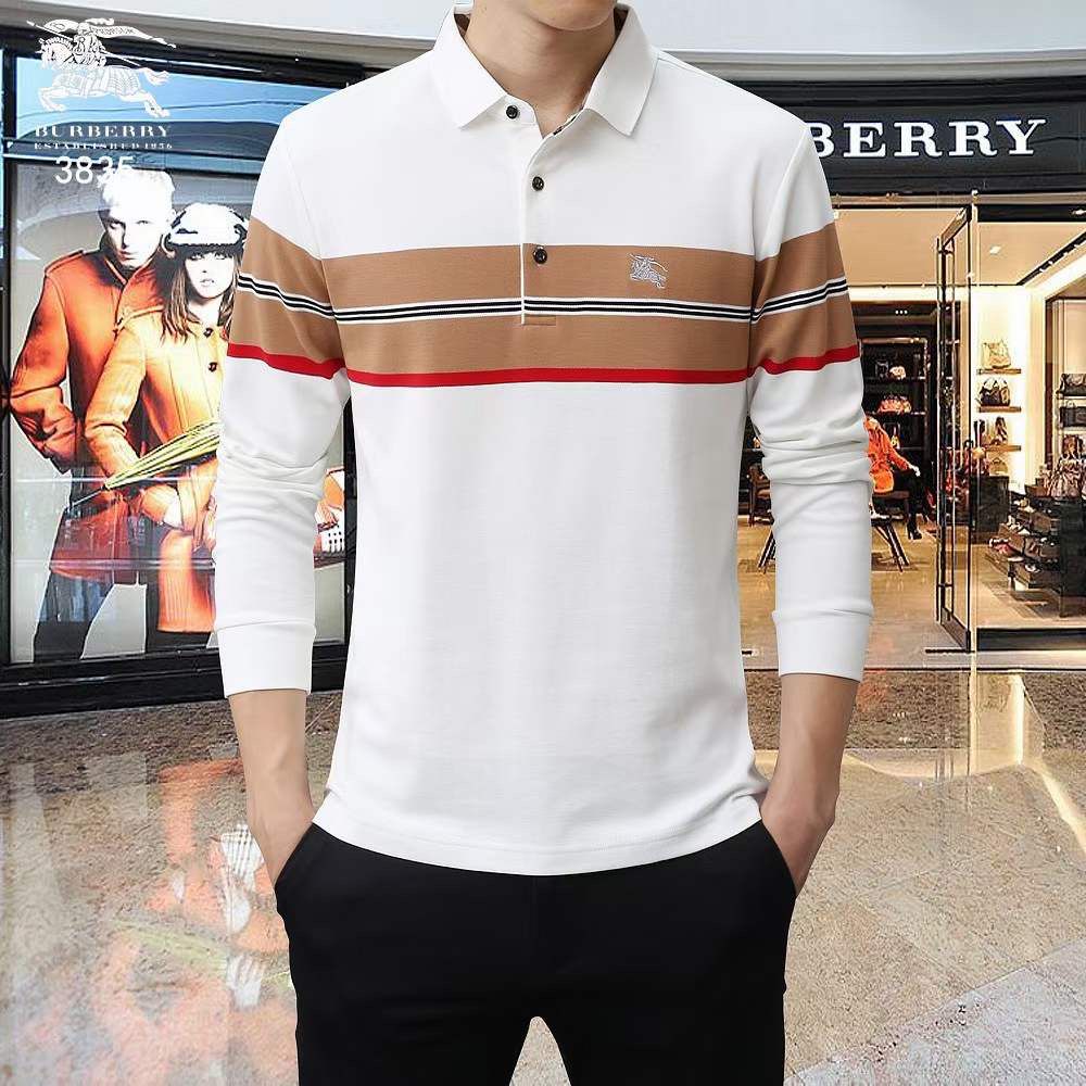BURBERRY || Premium Contrast Striped Long-Sleeved T-shirt