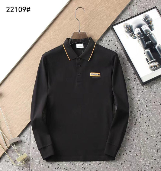 BURBERRY || Long-Sleeved Cotton-Pique Polo T-Shirt With Contrast Logo - FASHION MYST