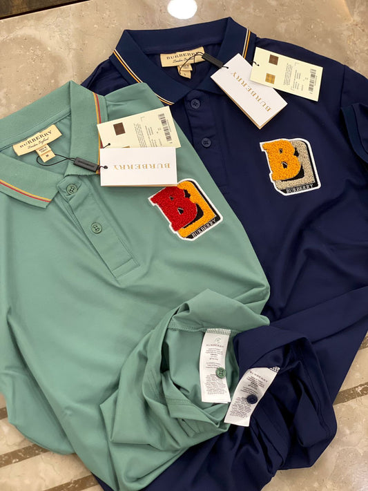 BURBERRY || Embroided B Logo Cotton Lycra T-Shirt - FASHION MYST