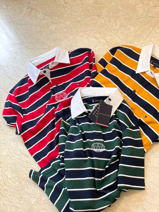 TOMMY HILFIGER || Rugby Knit Stripers T-Shirt For Men - FASHION MYST