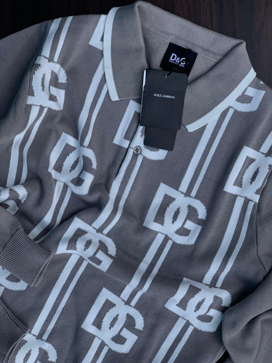 LUXURY MONOGRAM SILK POLO KNITTED PULLOVER - FASHION MYST