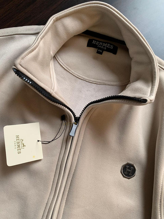 ORGANIC-COTTON ZIP-NECK SWEATER WITH ROUND LOGO - FASHION MYST