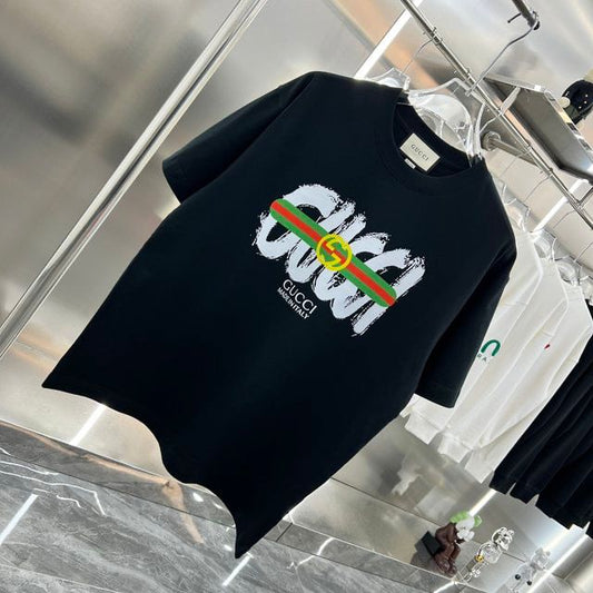 GUCCI || New Simple Letter Pattern Series Round-Neck Short Sleeves Black T-Shirt - FASHION MYST