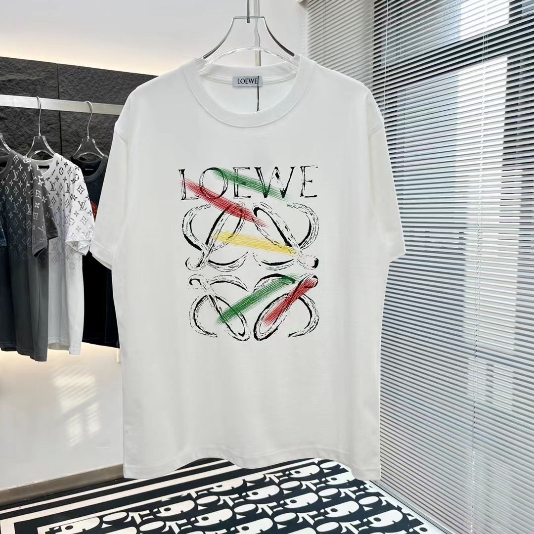 LOEWE || T-Shirt Short Sleeve Breathable Print Crew Neck White