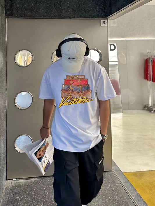 LOUIS VUITTON |DROP SHOULDER Printed Cotton T-Shirt - FASHION MYST