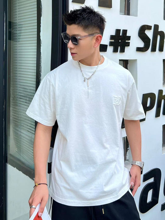 LOUIS VUITTON || BIG PATCH LOGO (SUPER THICK PATCH) T-SHIRT (WHITE/BLACK) - FASHION MYST