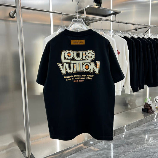 LOUIS VUITTON || Black Drop Shoulder T-shirt - FASHION MYST