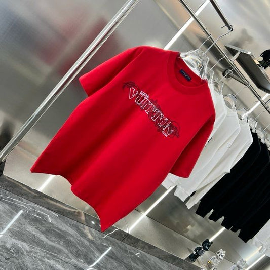 LOUIS VUITTON || Dragon Vintage Letter Print Red T-Shirt - FASHION MYST