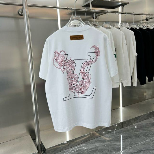 LOUIS VUITTON || Dragon Vintage Letter Print White T-Shirt - FASHION MYST