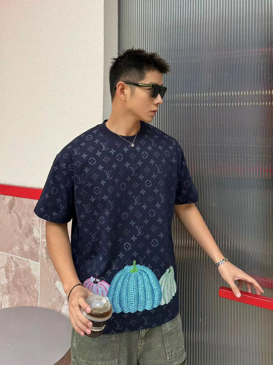 LOUIS VUITTON White|Black|Blue Velcro Monogram T-Shirt - FASHION MYST