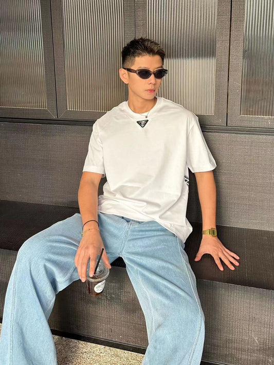 PRADA || Letters Print Short Sleeves Summer Shirts Men Loose Tees - FASHION MYST