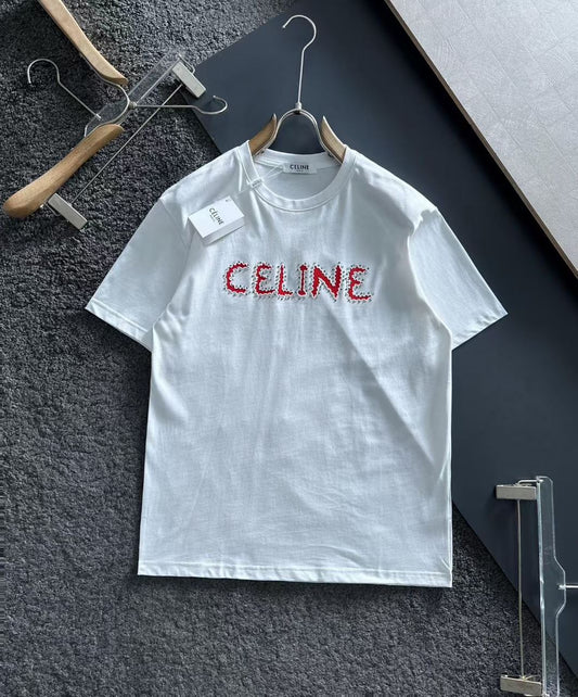 CELINE || Premium Celine Logo Drop Shoulder Tees For Men - FASHION MYST