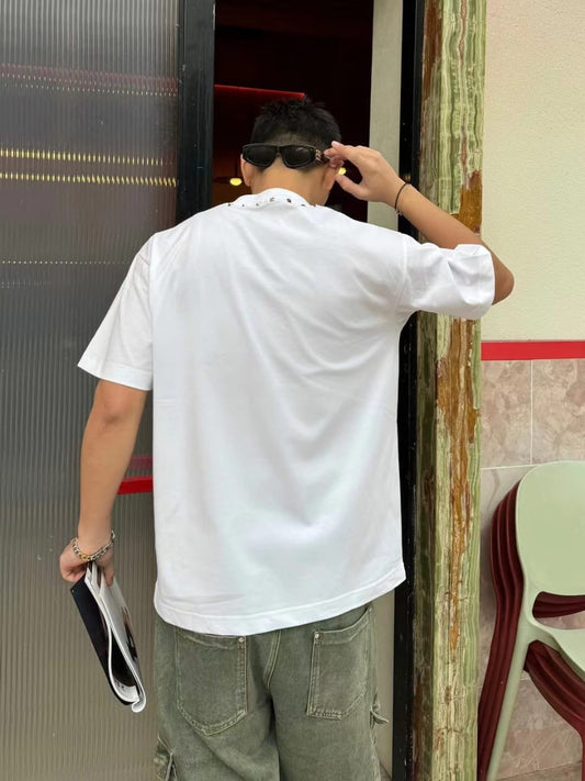 VALENTINO || Men’s Oversized Embossed Basic White T-Shirt - FASHION MYST