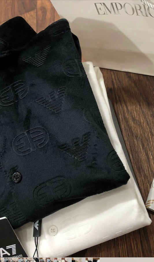 High End Quality Self Emboosed Valvet Flocking Fabric Shirts - FASHION MYST