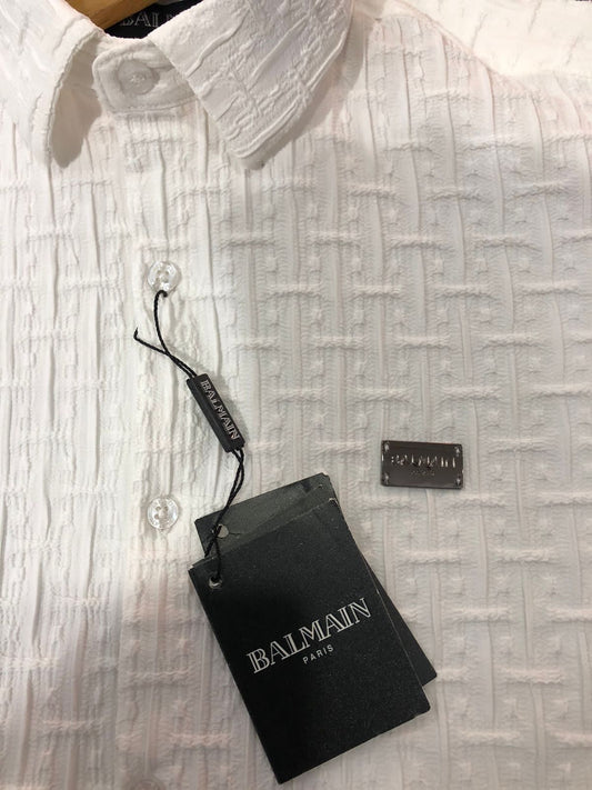 BALMAIN || Crushed Cotton Lycra Designer Shirt For Men - FASHION MYST
