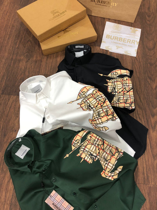 BURBERRY || EKD-Logo Print Cotton Shirt For Men - FASHION MYST