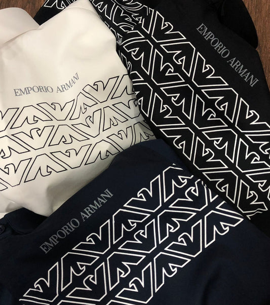 EMP*RIO ARM*NI || Triple Eagle Stripe Logo Shirt - FASHION MYST