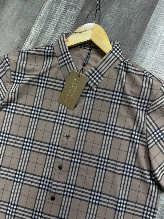BURBERRY || Imported Lycra Checkered Half Sleeve Shirt - FASHION MYST