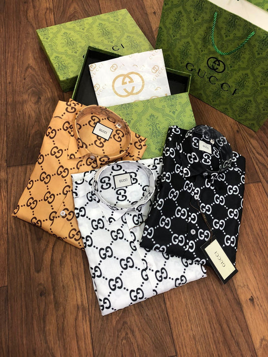 Logo-Print Stretch-Cotton Shirt For Men - FASHION MYST